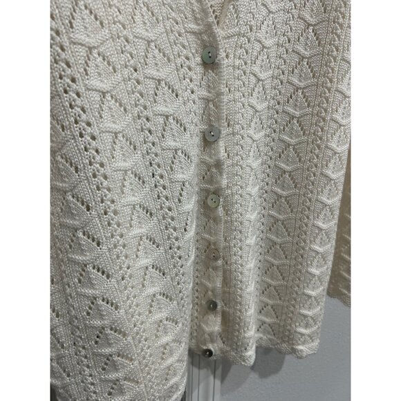 Vintage Just For Women White Crochet Button-Up Cardigan Sweater Sz 1X - Picture 4 of 10